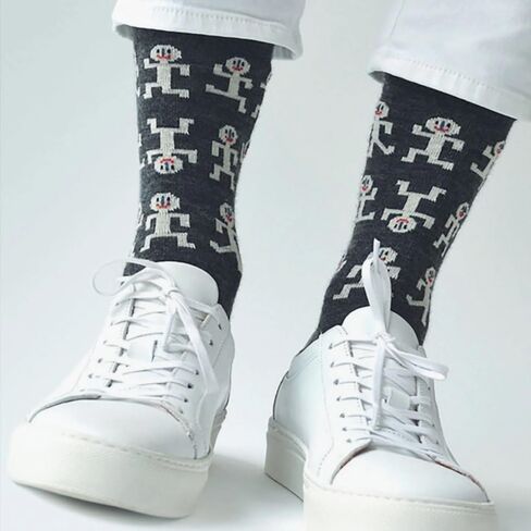 Bengt & Lotta Merino Wool Socks Large (40-45) Frogs Gray Gray Most in Saudi Arabia