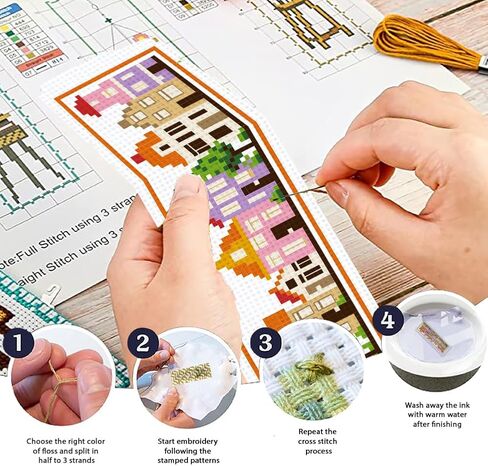 Origach 6 PCS Cross Stitch Lockmark Kit للبالغين المبتدئين ، مجموعة مرجعية للتطريز المجردة الحديثة مع تعليمات للمبتدئين المطبوعون مقاطع DIY لمحبي الكتب in Kuwait