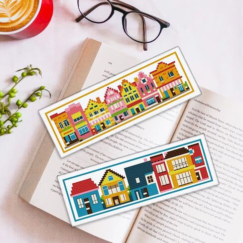 Origach 6 PCS Cross Stitch Lockmark Kit للبالغين المبتدئين ، مجموعة مرجعية للتطريز المجردة الحديثة مع تعليمات للمبتدئين المطبوعون مقاطع DIY لمحبي الكتب in Kuwait