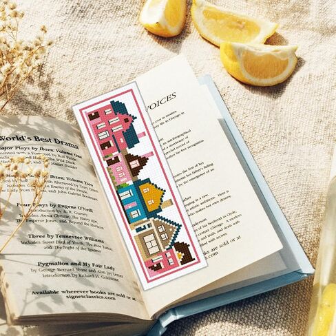 Origach 6 PCS Cross Stitch Lockmark Kit للبالغين المبتدئين ، مجموعة مرجعية للتطريز المجردة الحديثة مع تعليمات للمبتدئين المطبوعون مقاطع DIY لمحبي الكتب in Kuwait