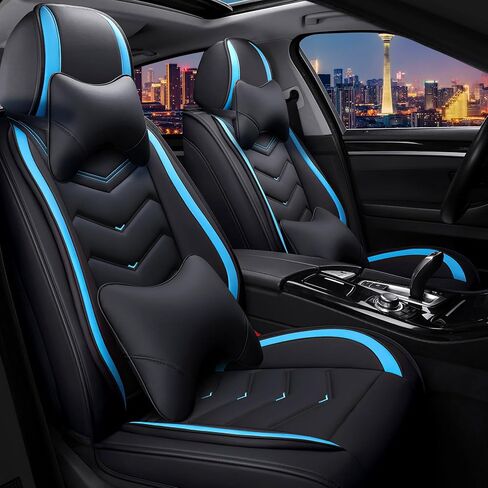 Car Seat Covers for KIA Sportage 2001-2025, Stylish Sport Seat Cover, Premium Nappa Leather Car Seat Cover. Automobile Seat Covers Sets.(Standard 2 Seats/Black Blue) in Saudi Arabia