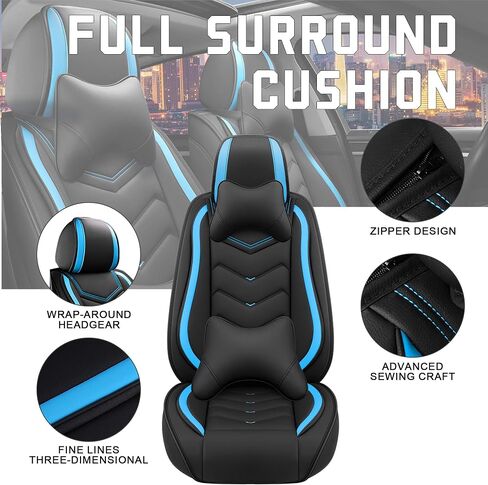 Car Seat Covers for KIA Sportage 2001-2025, Stylish Sport Seat Cover, Premium Nappa Leather Car Seat Cover. Automobile Seat Covers Sets.(Standard 2 Seats/Black Blue) in Saudi Arabia