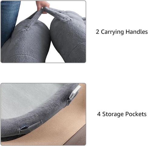 beeNbkks Human Dog Bed for Adult, Giant Extra Large Memory Foam Human Size Pet Bed for People, Fluffy Plush Dog Bed for Human with Storage Pocket Washable Cover Portable Handle Non-Slip Bottom in Saudi Arabia