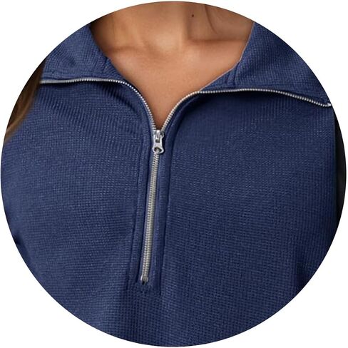 Women's Zipper Sweatshirt Casual Long Sleeve Lapel Drawstring Loose Pullover Tops Half Zip Oversized Sweatshirts in Saudi Arabia