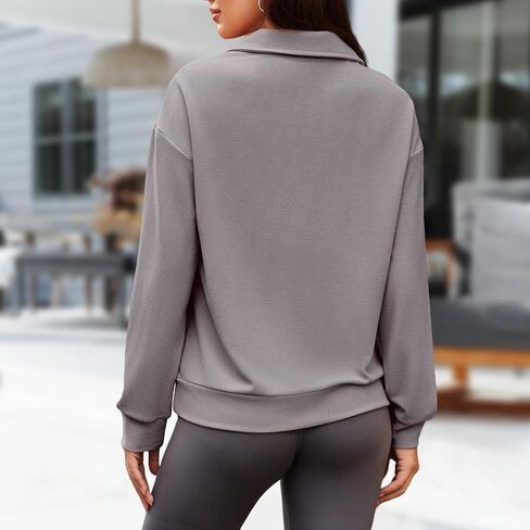 Women's Zipper Sweatshirt Casual Long Sleeve Lapel Drawstring Loose Pullover Tops Half Zip Oversized Sweatshirts in Saudi Arabia
