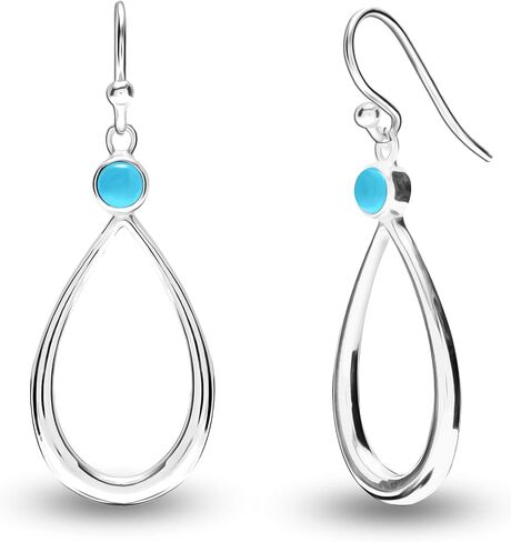 Lecalla 925 Sterling Silver Jewelry Gemstone Gemstone Teardrop Draind arocrings for Women (Round 4mm) in Kuwait