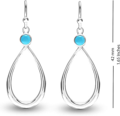 Lecalla 925 Sterling Silver Jewelry Gemstone Gemstone Teardrop Draind arocrings for Women (Round 4mm) in Kuwait