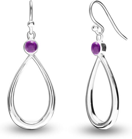 Lecalla 925 Sterling Silver Jewelry Gemstone Gemstone Teardrop Draind arocrings for Women (Round 4mm) in Kuwait