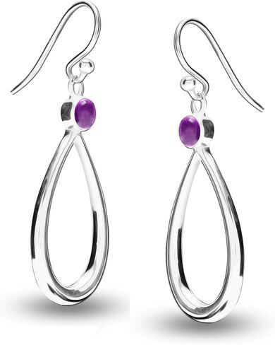 Lecalla 925 Sterling Silver Jewelry Gemstone Gemstone Teardrop Draind arocrings for Women (Round 4mm) in Kuwait
