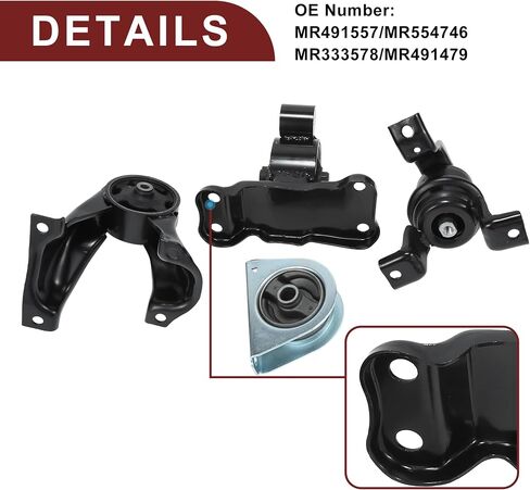 Engine Motor Trans Mount Set for Mitsubishi Lancer 2.0L 2002-2007 Vibration Isolation No.MR491557 | Engine Mount Set 1 Set in Saudi Arabia