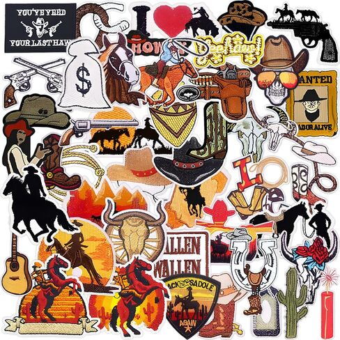 Western 45Pcs Pink Trucker Hat Patches - Western Iron On Embroidered Patches for Cowgirl Hats, Jackets, Backpacks Clothing ﻿ in Kuwait