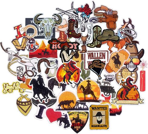 Western 45Pcs Pink Trucker Hat Patches - Western Iron On Embroidered Patches for Cowgirl Hats, Jackets, Backpacks Clothing ﻿ in Kuwait