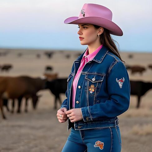 Western 45Pcs Pink Trucker Hat Patches - Western Iron On Embroidered Patches for Cowgirl Hats, Jackets, Backpacks Clothing ﻿ in Kuwait