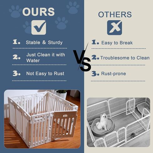 2 Room Dog Playpen with Door,DIY Shape Combination Puppy Pen,16-Panel+2 Link Piece+Large Door+Small Door,25.5" H Dog Fence,Non-Slip&Secure Pet Gate,Easy to Assemble (Two Rooms) in Kuwait