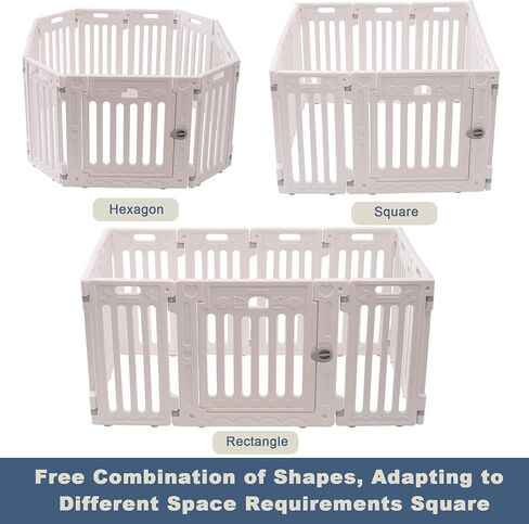2 Room Dog Playpen with Door,DIY Shape Combination Puppy Pen,16-Panel+2 Link Piece+Large Door+Small Door,25.5" H Dog Fence,Non-Slip&Secure Pet Gate,Easy to Assemble (Two Rooms) in Kuwait