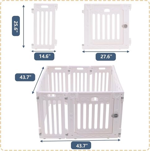 2 Room Dog Playpen with Door,DIY Shape Combination Puppy Pen,16-Panel+2 Link Piece+Large Door+Small Door,25.5" H Dog Fence,Non-Slip&Secure Pet Gate,Easy to Assemble (Two Rooms) in Kuwait