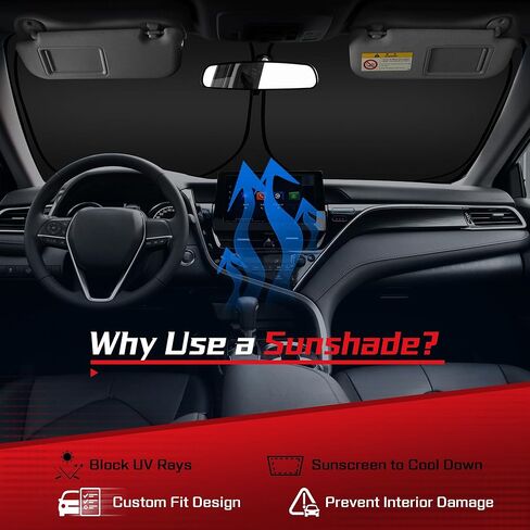 Arismotor الزجاج الأمامي الظل أشعة الشمس للينكولن كورساير 2020-2025 ، مخصص النافذة الأمامية القابلة للطي واقي شمس أشعة الشمس ، بلوك الأشعة فوق البنفسجية تبقيك مبردًا in Kuwait