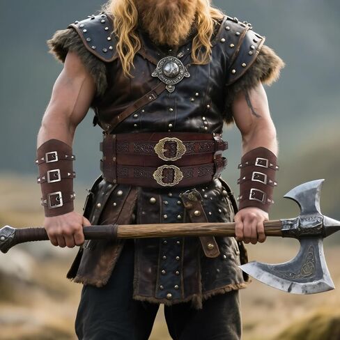 3Pcs Medieval Viking Wide Belt with Arm Guards Faux Leather Armor Belt Knight Corset Belt for LARP Christmas Gifts Costume in Saudi Arabia
