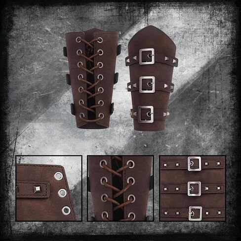 3Pcs Medieval Viking Wide Belt with Arm Guards Faux Leather Armor Belt Knight Corset Belt for LARP Christmas Gifts Costume in Saudi Arabia