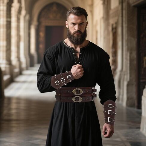 3Pcs Medieval Viking Wide Belt with Arm Guards Faux Leather Armor Belt Knight Corset Belt for LARP Christmas Gifts Costume in Saudi Arabia