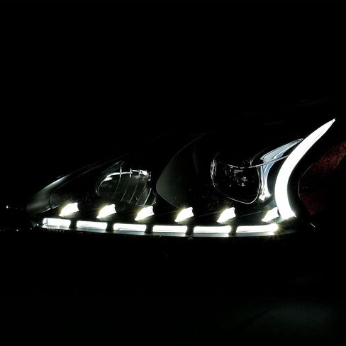 AmeriLite Projector Halogen Headlights LED Bar Style Set For 2013-2015 Nissan Altima 4 Door Sedan - Passenger and Driver Side, Vehicle Light Assembly, Black Housing in Saudi Arabia
