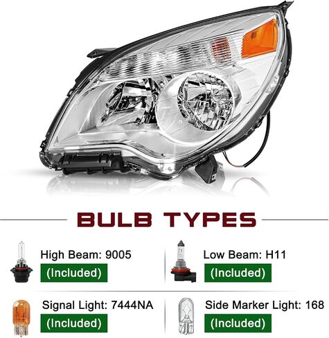 JSBOYAT Headlights Assembly Bulbs Included Compatible with 2010-2015 Chevy Chevrolet Equinox LS/LT Model Halogen Type Passenger & Driver Side in Saudi Arabia