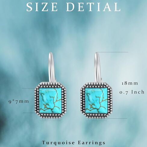 Genuine Turquoise Earrings 925 Sterling Silver Vintage 10-11mm Green Turquoise Leverback Earrings Gifts for Women in Kuwait