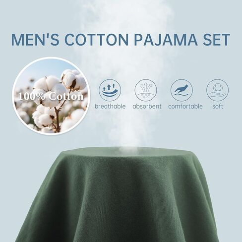 EA'S SECRET Mens Pajamas Set 100% Cotton Short Sets For Men Classic Button Down Sleepwear Summer Mens Pjs Sets With Pockets in Kuwait