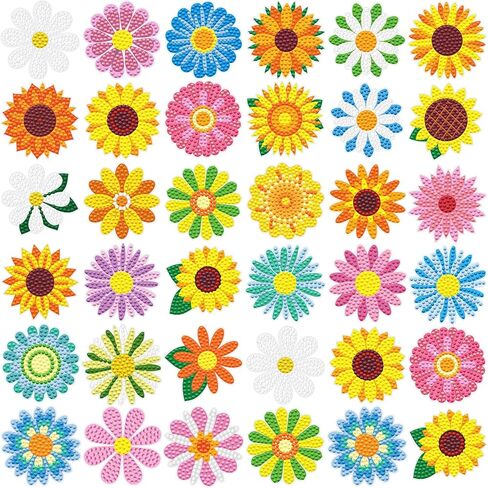 Saillong 36 Pcs Mandala Diamond Painting Sticker 5d DIY Diamond Sticker Mandala Painting Creative Decals Resin Rhinestone Gem Art Kits for Refrigerator Boho Home Crafts Adults Gift Decor in Kuwait