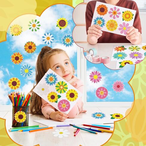 Saillong 36 Pcs Mandala Diamond Painting Sticker 5d DIY Diamond Sticker Mandala Painting Creative Decals Resin Rhinestone Gem Art Kits for Refrigerator Boho Home Crafts Adults Gift Decor in Kuwait