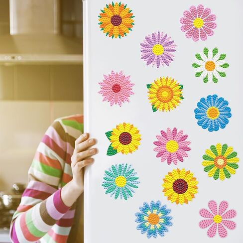 Saillong 36 Pcs Mandala Diamond Painting Sticker 5d DIY Diamond Sticker Mandala Painting Creative Decals Resin Rhinestone Gem Art Kits for Refrigerator Boho Home Crafts Adults Gift Decor in Kuwait