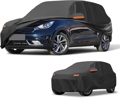 Car Cover Waterproof All Weather Sun Rain Protection Full Exterior Cover for Kia NIRO 190T-PU Black with Left Side Zippers in Saudi Arabia
