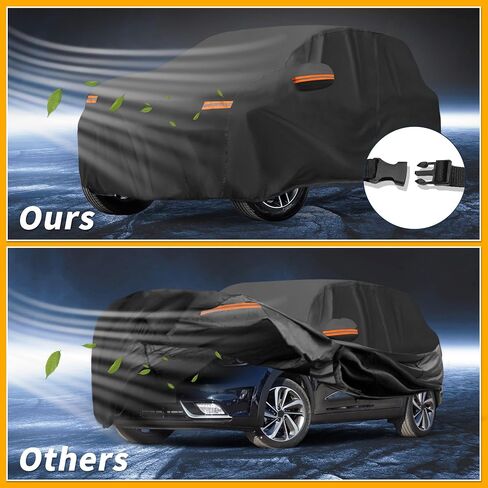 Car Cover Waterproof All Weather Sun Rain Protection Full Exterior Cover for Kia NIRO 190T-PU Black with Left Side Zippers in Saudi Arabia