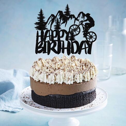 Skiing Happy Birthday Cake Topper winter Sports themed birthday party decorations Ski lovers birthday theme decoration Ski sports theme birthday party decoration（Blue and silver glitter） in Saudi Arabia