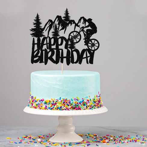 Skiing Happy Birthday Cake Topper winter Sports themed birthday party decorations Ski lovers birthday theme decoration Ski sports theme birthday party decoration（Blue and silver glitter） in Saudi Arabia