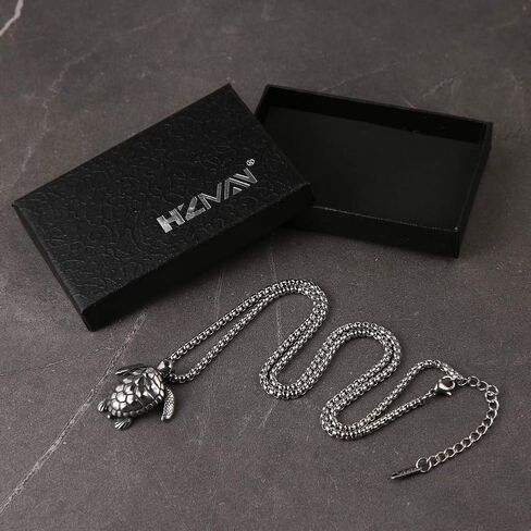 HZMAN Health Longevity Sea Turtle Stainless Steel Marine Life Pendant Men's Women's Beach Style Necklace 22 + 2 Inch Chain in Saudi Arabia