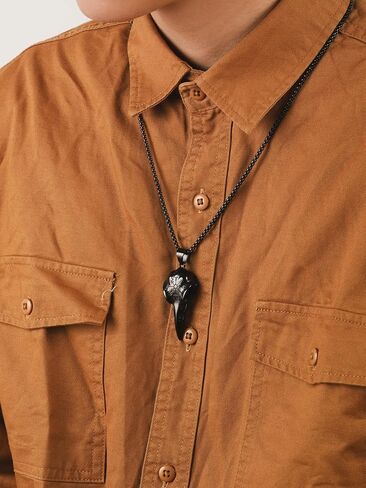 Haquil Helm of Awe Necklace ، الفولاذ المقاوم للصدأ Viking Raven Skull Aegishjalmr حماية Talisman ، سلسلة مربع ، مجوهرات فايكنغ للرجال in Saudi Arabia