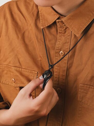 Haquil Helm of Awe Necklace ، الفولاذ المقاوم للصدأ Viking Raven Skull Aegishjalmr حماية Talisman ، سلسلة مربع ، مجوهرات فايكنغ للرجال in Saudi Arabia