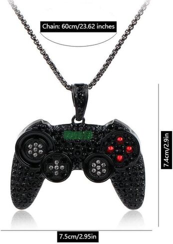 Fun Crystal Game Controller Pendant Necklace for Men - Punk Hip Hop Style Friendship Necklace for Best Friends - Chunky Wide Gamer Necklace for Game Lovers- Unique Christmas Birthday Gifts for Son Grandson in Saudi Arabia