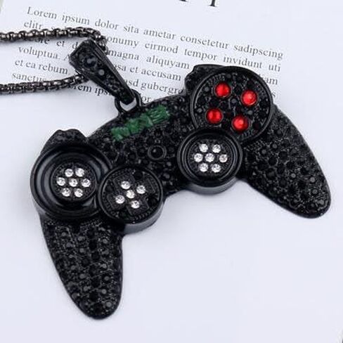 Fun Crystal Game Controller Pendant Necklace for Men - Punk Hip Hop Style Friendship Necklace for Best Friends - Chunky Wide Gamer Necklace for Game Lovers- Unique Christmas Birthday Gifts for Son Grandson in Saudi Arabia