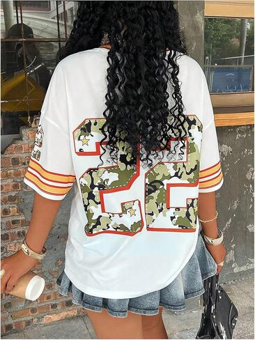 Soly Hux Women's Plus Letter Graphic Short Sleeve Thirts Drop Counder Crew Neck Tops Tops Streetwear in Kuwait