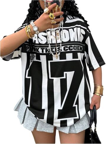 Soly Hux Women's Plus Letter Graphic Short Sleeve Thirts Drop Counder Crew Neck Tops Tops Streetwear in Kuwait