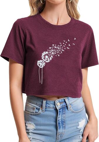 نساء محصول البيسبول محصول لطيف لعبة Thirts Thirts Beach Faction Shirt غير الرسمي الصيف القصير الأكمام قمم التمرين in Kuwait