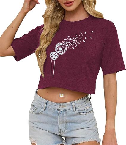 نساء محصول البيسبول محصول لطيف لعبة Thirts Thirts Beach Faction Shirt غير الرسمي الصيف القصير الأكمام قمم التمرين in Kuwait