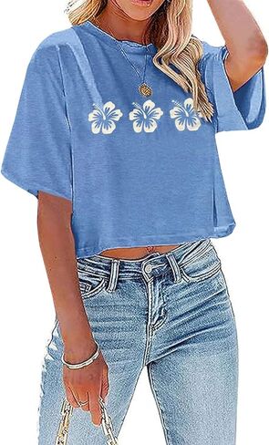 نساء محصول البيسبول محصول لطيف لعبة Thirts Thirts Beach Faction Shirt غير الرسمي الصيف القصير الأكمام قمم التمرين in Kuwait