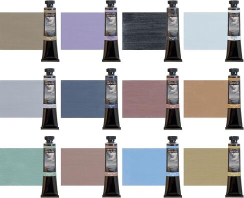 12 Shades of Grey Artist Oil Colors Highly Pigmented Triple Milled Rich Subtle Greys from The Tube - Set of 12-12 ml Tube - Assorted Colors in Saudi Arabia
