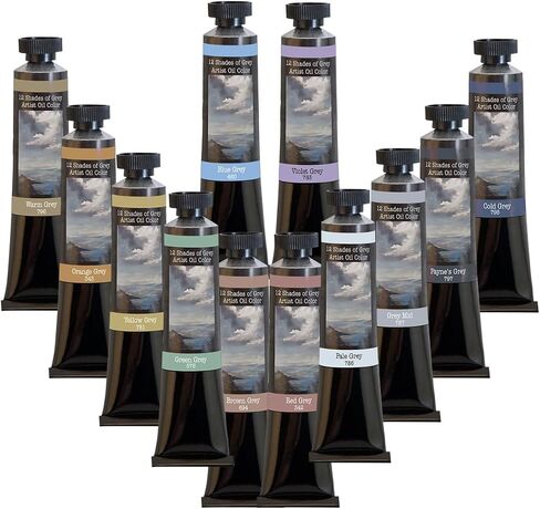 12 Shades of Grey Artist Oil Colors Highly Pigmented Triple Milled Rich Subtle Greys from The Tube - Set of 12-12 ml Tube - Assorted Colors in Saudi Arabia