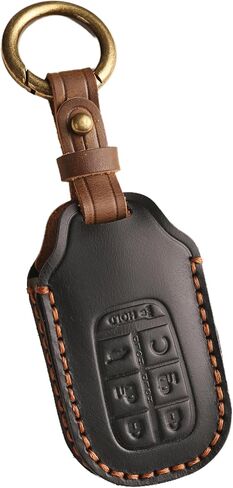 Vintage Leather 7-Button Key Fob Cover Case for Honda Odyssey 2024 2025, Handmade Crazy Horse Leather, Black in Kuwait