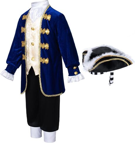 Colonial Costume for Kids America 18th Patriot General Captain for Boys Halloween Cosplay 3-10 Years in Saudi Arabia