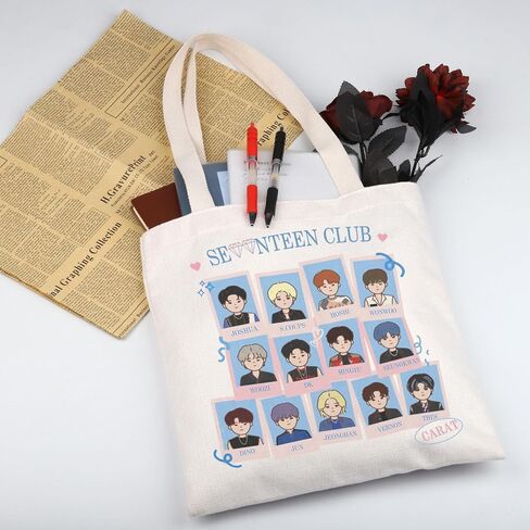 WSNANG الكورية الفرقة 17 هدية المشجعين الكوريين carat canvas حقيبة كوريا لعشاق الموسيقى الهدايا الكتف مجموعة MERCH in Saudi Arabia